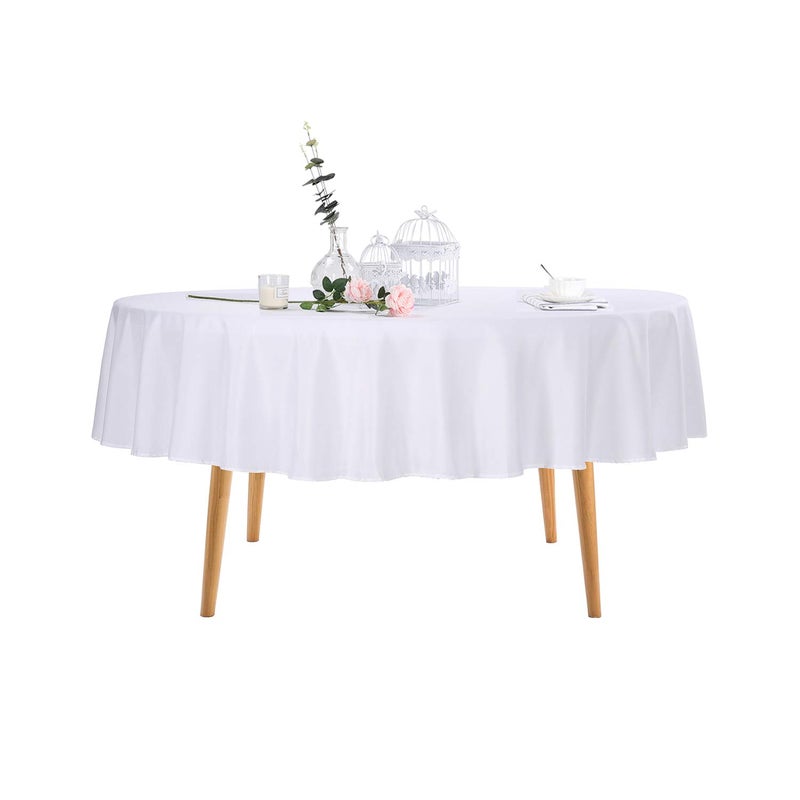 Ascoza 2pack 70 Inch White Round Tablecloth in Polyester Fabric for Wedding/Banquet/Restaurant/Parties - Image 1
